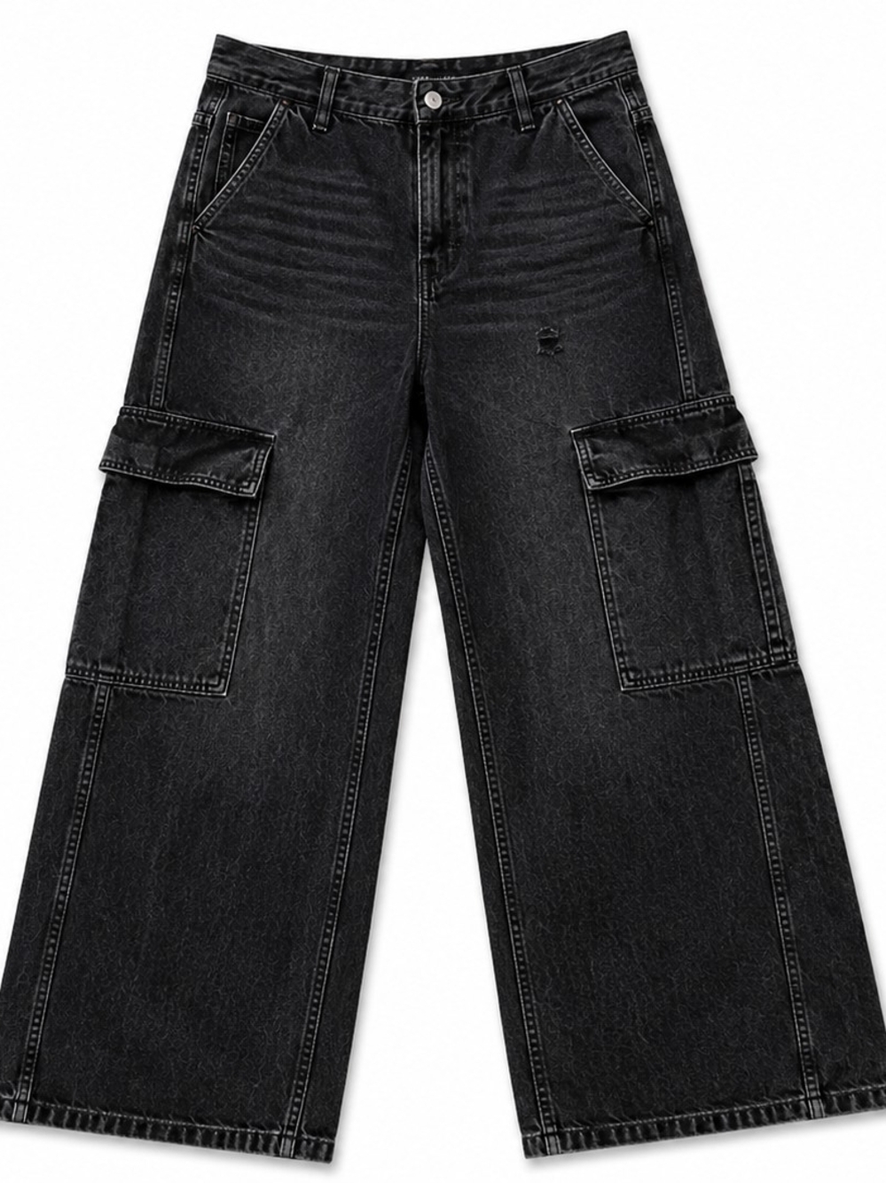 American Eagle Super High Rise Baggy Wide Leg Cargo Jeans – Women's Size 4 - Picture 3 of 5